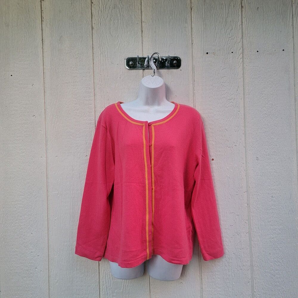 Linda Allard Ellen Tracy 100% Cashmere Pink Cardigan Sweater Sz M
